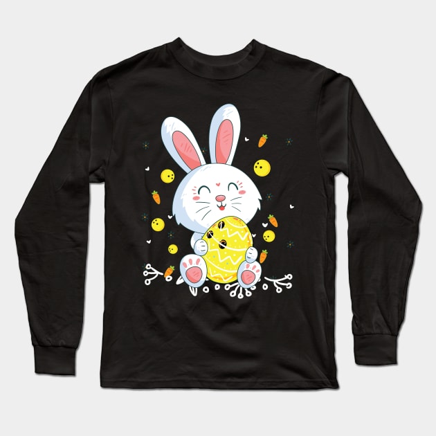 Cute Rabbit Love Bowling Costume Gift Long Sleeve T-Shirt by Ohooha